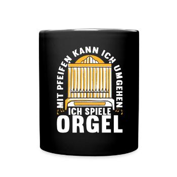 Orgel Organist Orgelspieler - Tasse einfarbig - Schwarz - Vorne