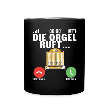 Orgel Organist Orgelspieler - Tasse einfarbig - Schwarz - Vorne
