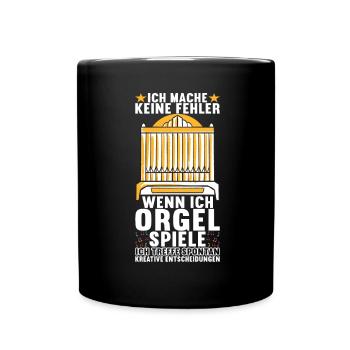Orgel Organist Orgelspieler - Tasse einfarbig - Schwarz - Vorne