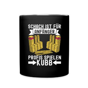 Kubb Wikinger Schach - Tasse einfarbig - Schwarz - Vorne