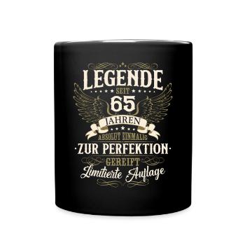 65 Geburtstag Legende Geburtstagsspruch 65 Jahre - Tasse einfarbig - Schwarz - Vorne