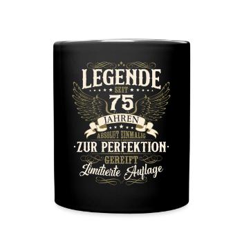 75. Geburtstag Legende Geburtstagsspruch 75 Jahre - Tasse einfarbig - Schwarz - Vorne