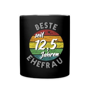 beste Ehefrau seit 12,5 Jahren Petersilienhochzeit - Tasse einfarbig - Schwarz - Vorne