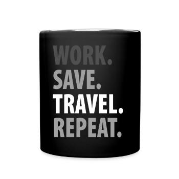 work save travel repeat - Full Colour Mug - black - Front