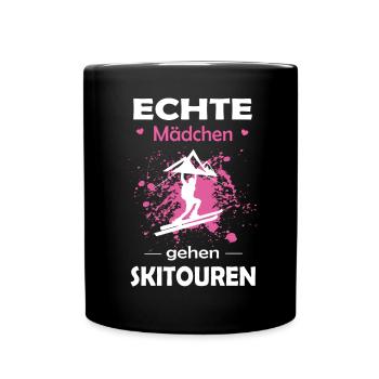 Skitouren Skitour Ski Berge Mädchen Frauen - Tasse einfarbig - Schwarz - Vorne