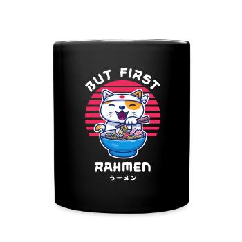 But First Ramen Katze Japan Kawaii - Tasse einfarbig - Schwarz - Vorne