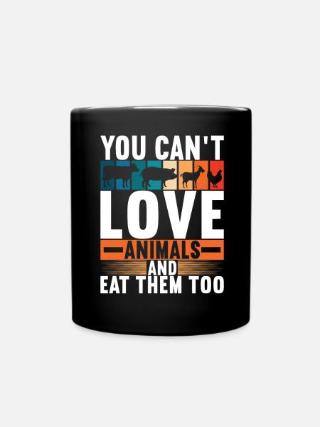 Vegan Vegetarier - Tasse einfarbig - Schwarz