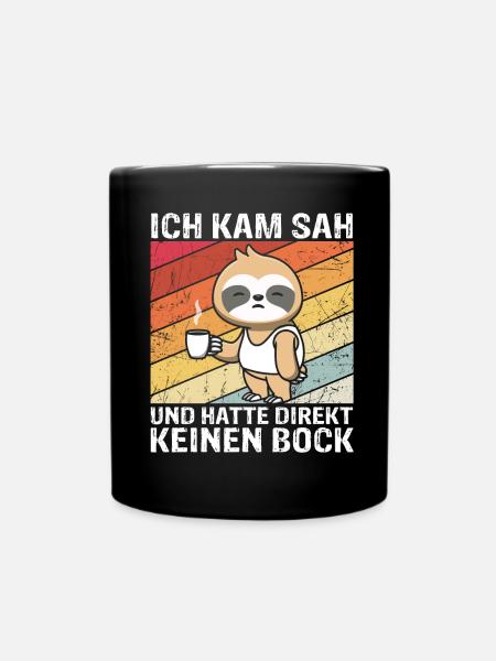 Lustiges Faultier - Tasse einfarbig - Schwarz