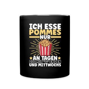 Pommes Fritten French Fries - Tasse einfarbig - Schwarz - Vorne