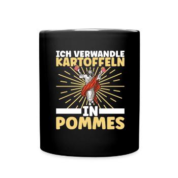 Pommes Fritten French Fries - Tasse einfarbig - Schwarz - Vorne