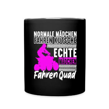 Quad Bike Quadfahrer - Tasse einfarbig - Schwarz - Vorne