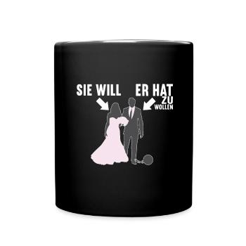 Junggesellenabschied Junggeselle Polterabend - Tasse einfarbig - Schwarz - Vorne