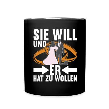 Junggesellenabschied Junggeselle Polterabend - Tasse einfarbig - Schwarz - Vorne