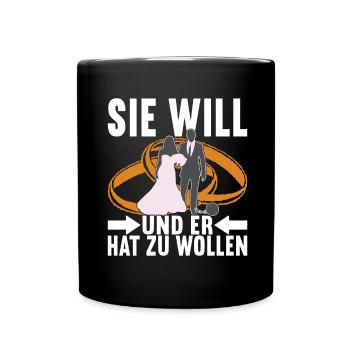 Junggesellenabschied Junggeselle Polterabend - Tasse einfarbig - Schwarz - Vorne