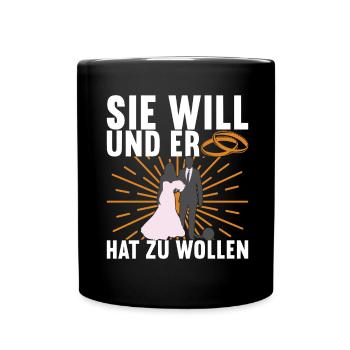 Junggesellenabschied Junggeselle Polterabend - Tasse einfarbig - Schwarz - Vorne