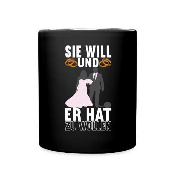 Junggesellenabschied Junggeselle Polterabend - Tasse einfarbig - Schwarz - Vorne