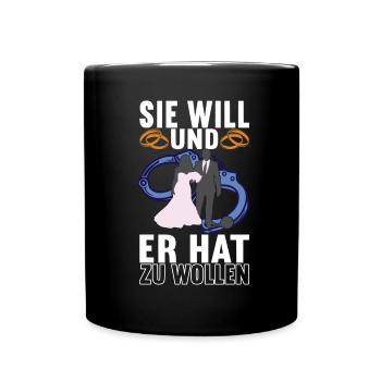 Junggesellenabschied Junggeselle Polterabend - Tasse einfarbig - Schwarz - Vorne
