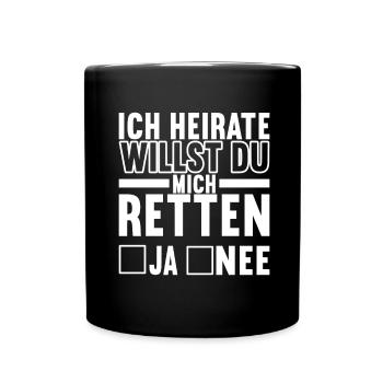 Junggesellenabschied Junggeselle Polterabend - Tasse einfarbig - Schwarz - Vorne