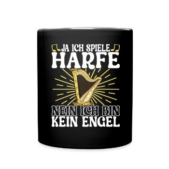 Harfe Harfenspieler - Tasse einfarbig - Schwarz - Vorne