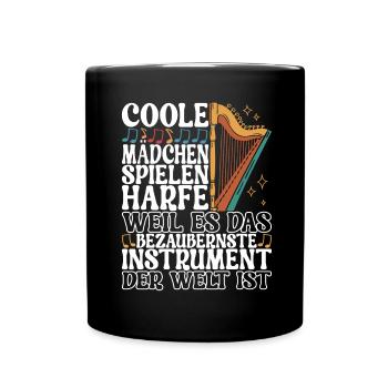 Harfe Harfenspieler - Tasse einfarbig - Schwarz - Vorne