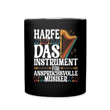 Harfe Harfenspieler - Tasse einfarbig - Schwarz - Vorne