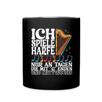 Harfe Harfenspieler - Tasse einfarbig - Schwarz - Vorne