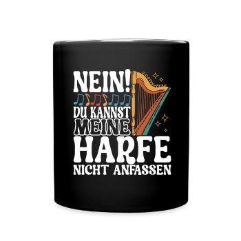 Harfe Harfenspieler - Tasse einfarbig - Schwarz - Vorne