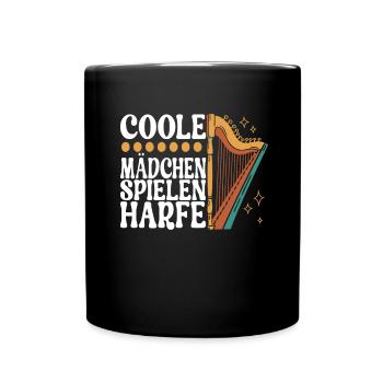 Harfe Harfenspieler - Tasse einfarbig - Schwarz - Vorne