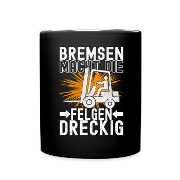 Gabelstapler Gabelstaplerfahrer - Tasse einfarbig - Schwarz - Vorne