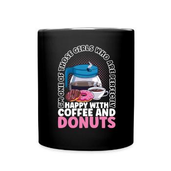 Kaffee Donuts - Tasse einfarbig - Schwarz - Vorne