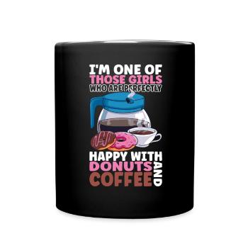 Kaffee Donuts - Tasse einfarbig - Schwarz - Vorne