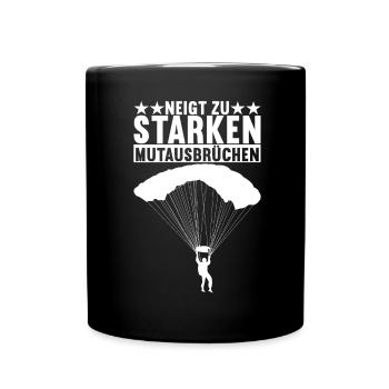 Fallschirmspringer Fallschirmsprung - Tasse einfarbig - Schwarz - Vorne