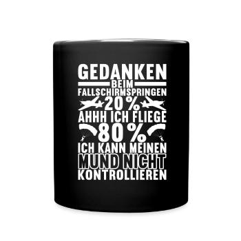 Fallschirmspringer Fallschirmsprung - Tasse einfarbig - Schwarz - Vorne