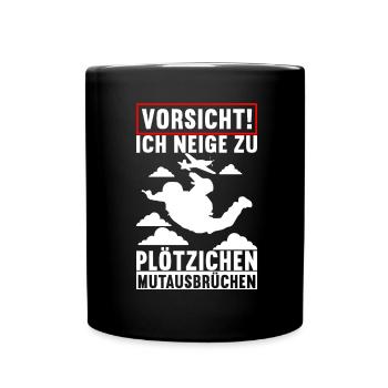 Fallschirmspringer Fallschirmsprung - Tasse einfarbig - Schwarz - Vorne