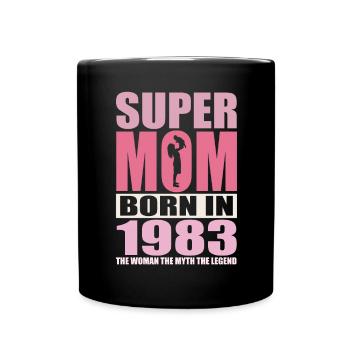 Mama Geburtstag 1983 | Super Mom - Tasse einfarbig - Schwarz - Vorne