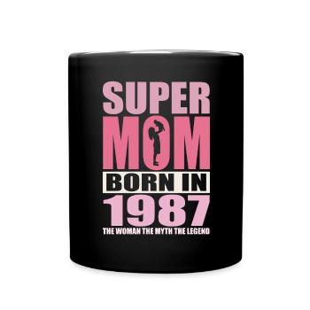 Anniversaire de maman 1987 | Super Maman - Mug uni - noir - Devant