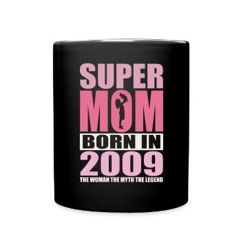Mama Geburtstag 2009 | Super Mom - Tasse einfarbig - Schwarz - Vorne