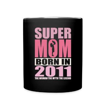 Mama Geburtstag 2011 | Super Mom - Tasse einfarbig - Schwarz - Vorne