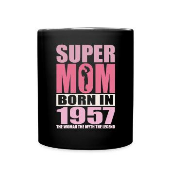 Anniversaire de maman 1957 | Super Maman - Mug uni - noir - Devant