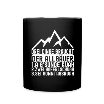 Allgäu Bayern - Tasse einfarbig - Schwarz - Vorne
