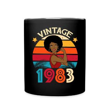 Vintage 1983 Birthday Strong Woman - Full Colour Mug - black - Front