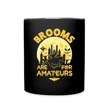 Sorcière à cheval Halloween pleine lune - Mug uni - noir - Devant