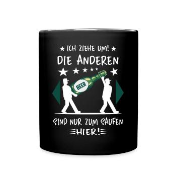 Umzugs Helfer - Tasse einfarbig - Schwarz - Vorne