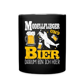 Modellfliegen Bier Männer Piloten Modellflieger - Tasse einfarbig - Schwarz - Vorne