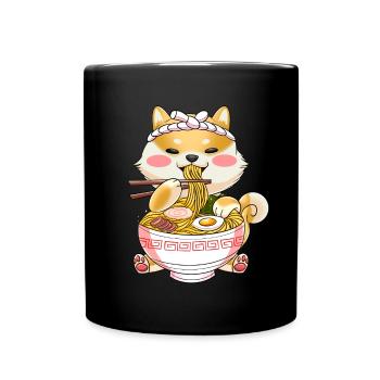 Ramen Cat Japan Kawaii - Full Colour Mug - black - Front