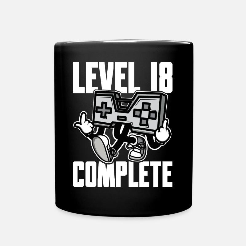 Level 18 Complete Birthday Gift 18 Years - Full Colour Mug - black