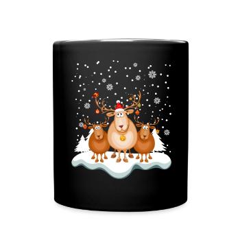 Renne Drôle d’hiver Joyeux Noël - Mug uni - noir - Devant
