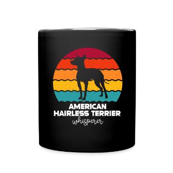 American Hairless Terrier Hund - Tasse einfarbig - Schwarz - Vorne