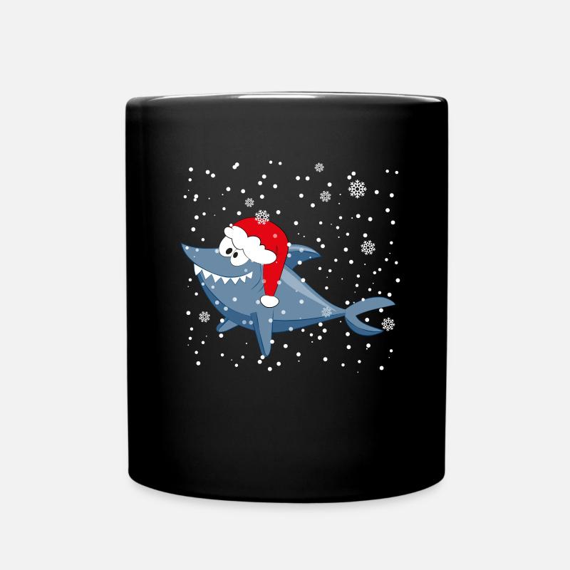 Funny Christmas Shark Christmas - Full Colour Mug - black