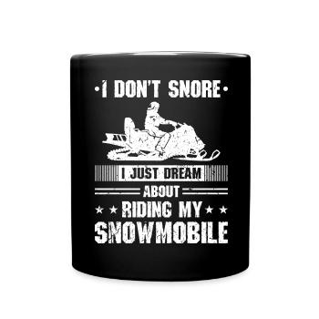 Motorschlitten Wintersport Funny Snowmobiling - Tasse einfarbig - Schwarz - Vorne